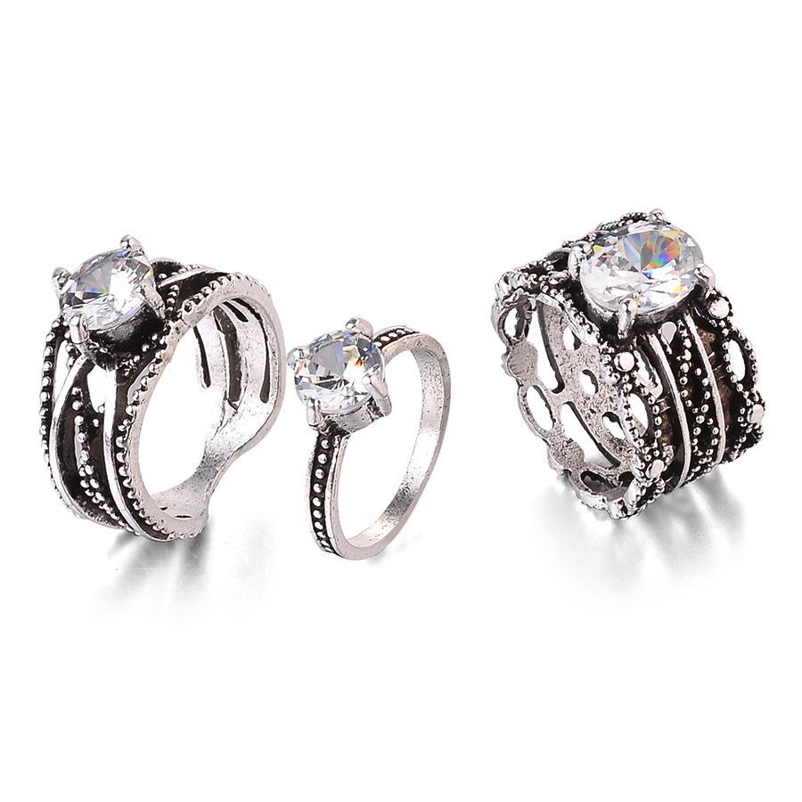 Vintage Rhinestone Crystal Zirconia Ring Trio Set Size 9