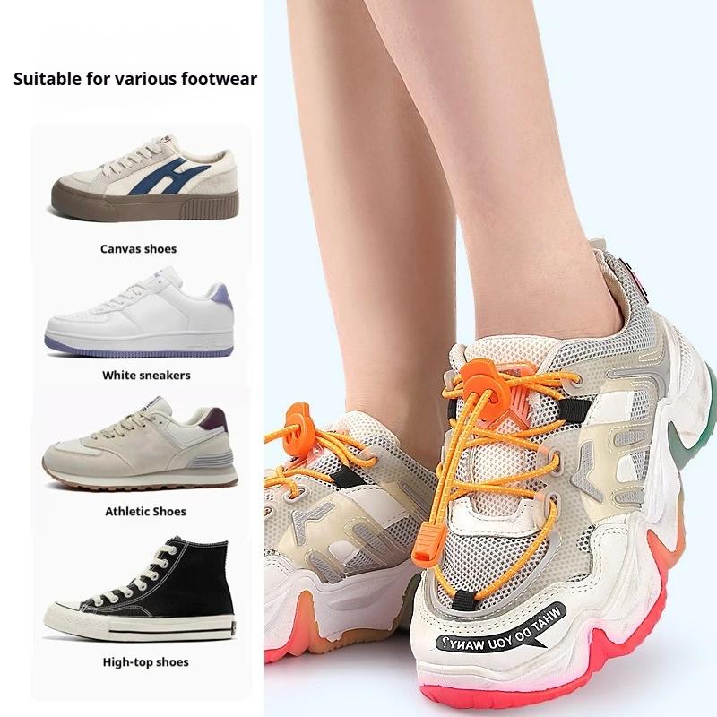 1 Paar/3 Paar Runde Elastische Schnürsenkel Ohne Binden Schnürsenkel für Sneaker und Freizeitschuhe Schnell An- und Ausziehbare Schnürsenkel