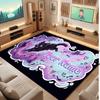 Cat Theme Crystal Velvet Floor Rug Personalized Custom Name Text Warm Carpet Home Decoration