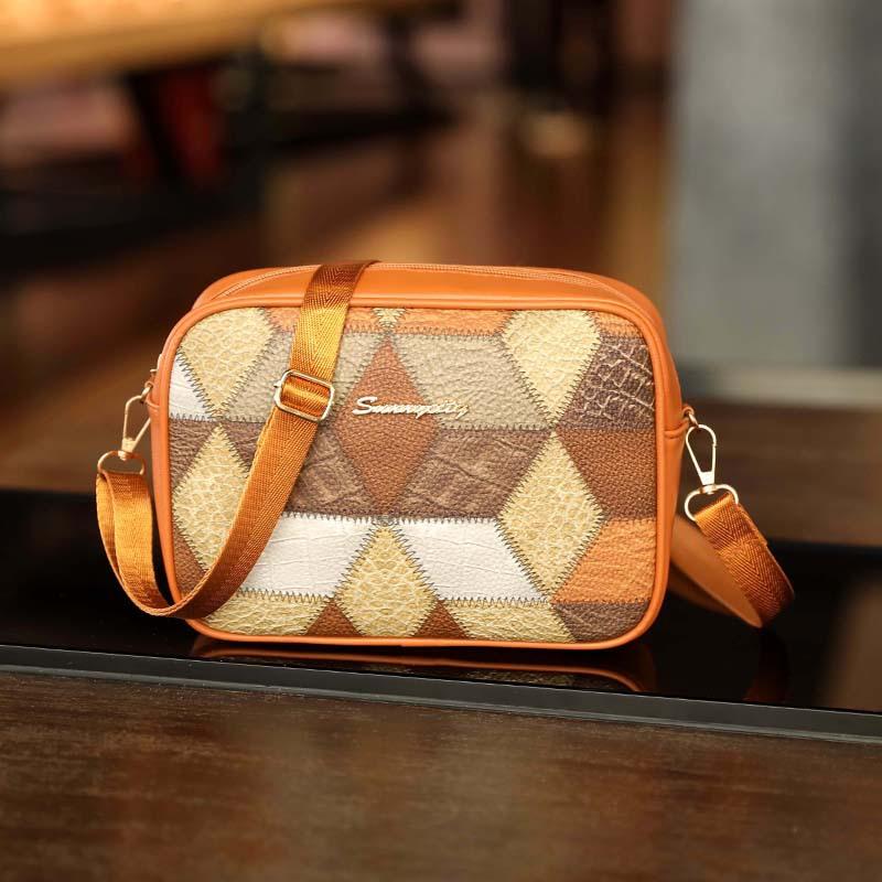 

Женская сумка новая модная сумка через плечо с цветовой блокировкой трендовая с буквенным декором контрастного цвета сумка-мессенджер коричневый