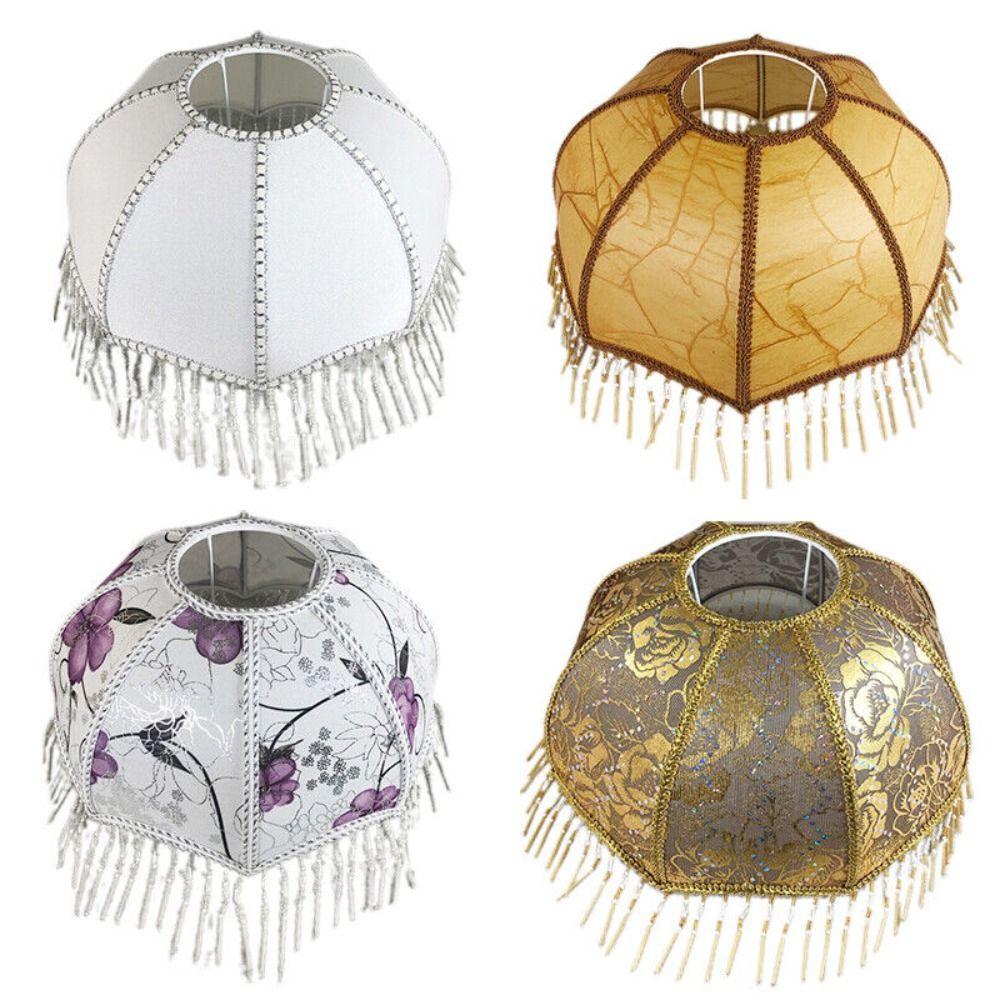 

Beaded Fringe Lamp Shades E27 Lace Light Shades Retro Tassel Lamp Shade 20cm-Style2
