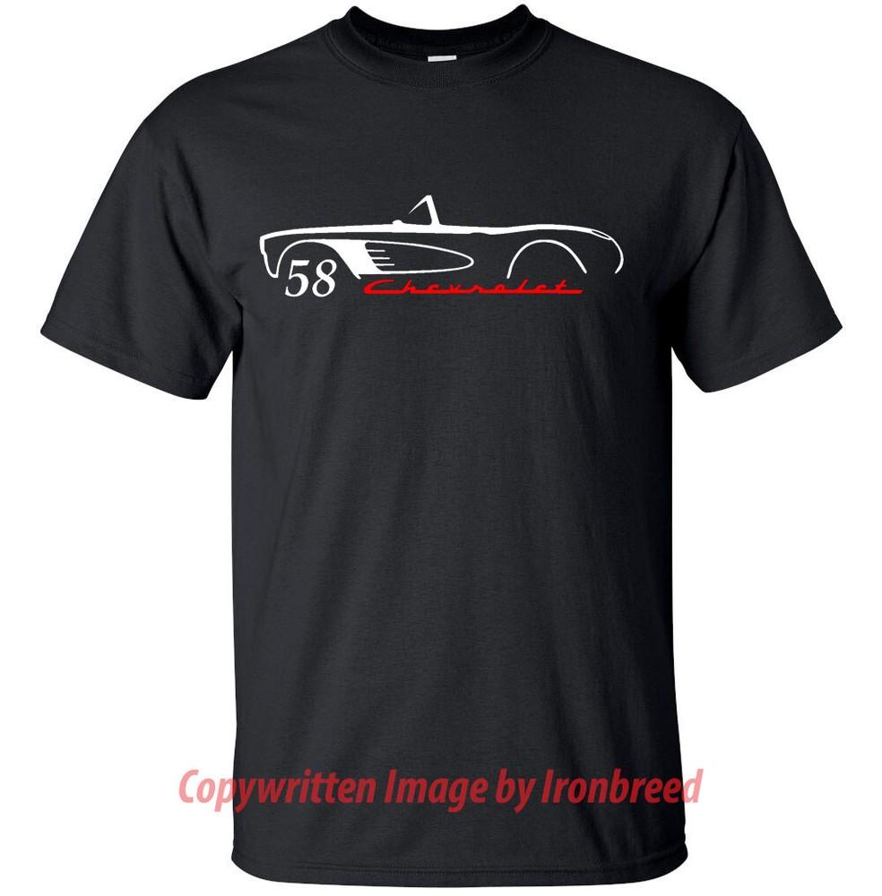 

1958 58 Chevy Corvette T-Shirt Classic Stingray Muscle Car Emblem Mouldings 3XL