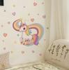 Schattige Eenhoorn Regenboog Muursticker Kinderkamer Slaapkamer Wanddecoratie Zelfklevende Muurkunst