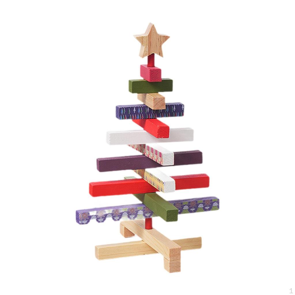 Christmas Tree Statue Wood Figurine Collectible for Home Decor Tabletop Ornament Sculpture