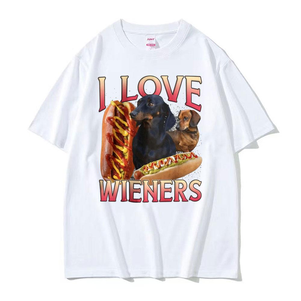 Cute I Love Wieners Dog Lover Funny Ironic Meme T Shirt Unisex High Quality TShirts Unisex Summer Casual Oversized Comfort TShirt