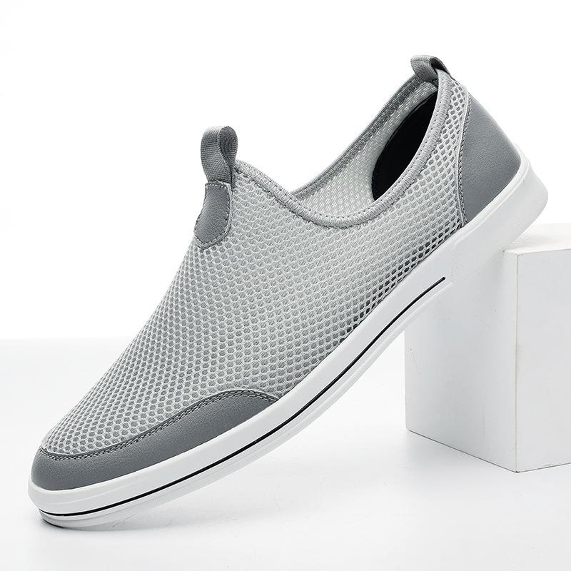 Spring and summer flat heel strap hollowed out 3D mesh round head black sports viscose shoes lightweight low-top casual