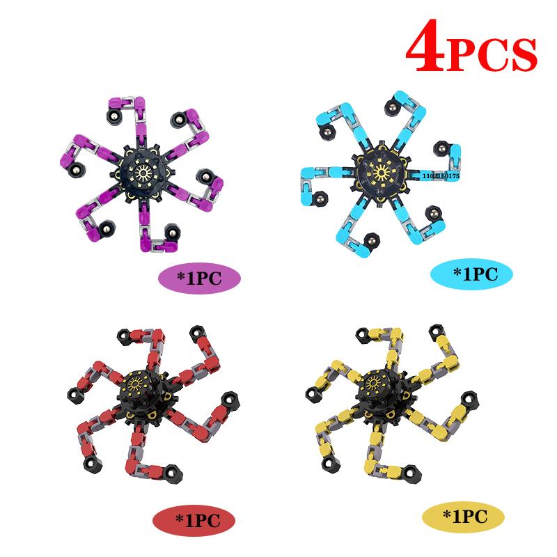 4/12/24PCS Fingertip Mechanical Gyroscope Deformation Mechanical Chain Stress Reduction Puzzle Robot Gyroscope Party Favors ONE SIZE