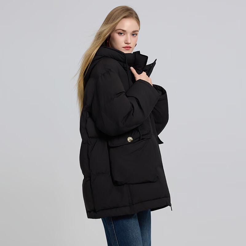 She Tu Women's Thickened Hooded Mid-Length Down Jacket