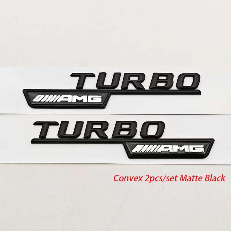 

3D ABS Chrome Black Car Styling Logo Turbo AMG Emblem Fender Side Badge For Mercedes Benz AMG Class Sticker Accessories 2Pcs