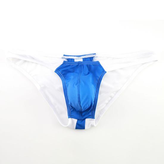 Men Briefs Low Waist Ice Silk Breathable Contrast Color Elastic Anti-septic Patchwork