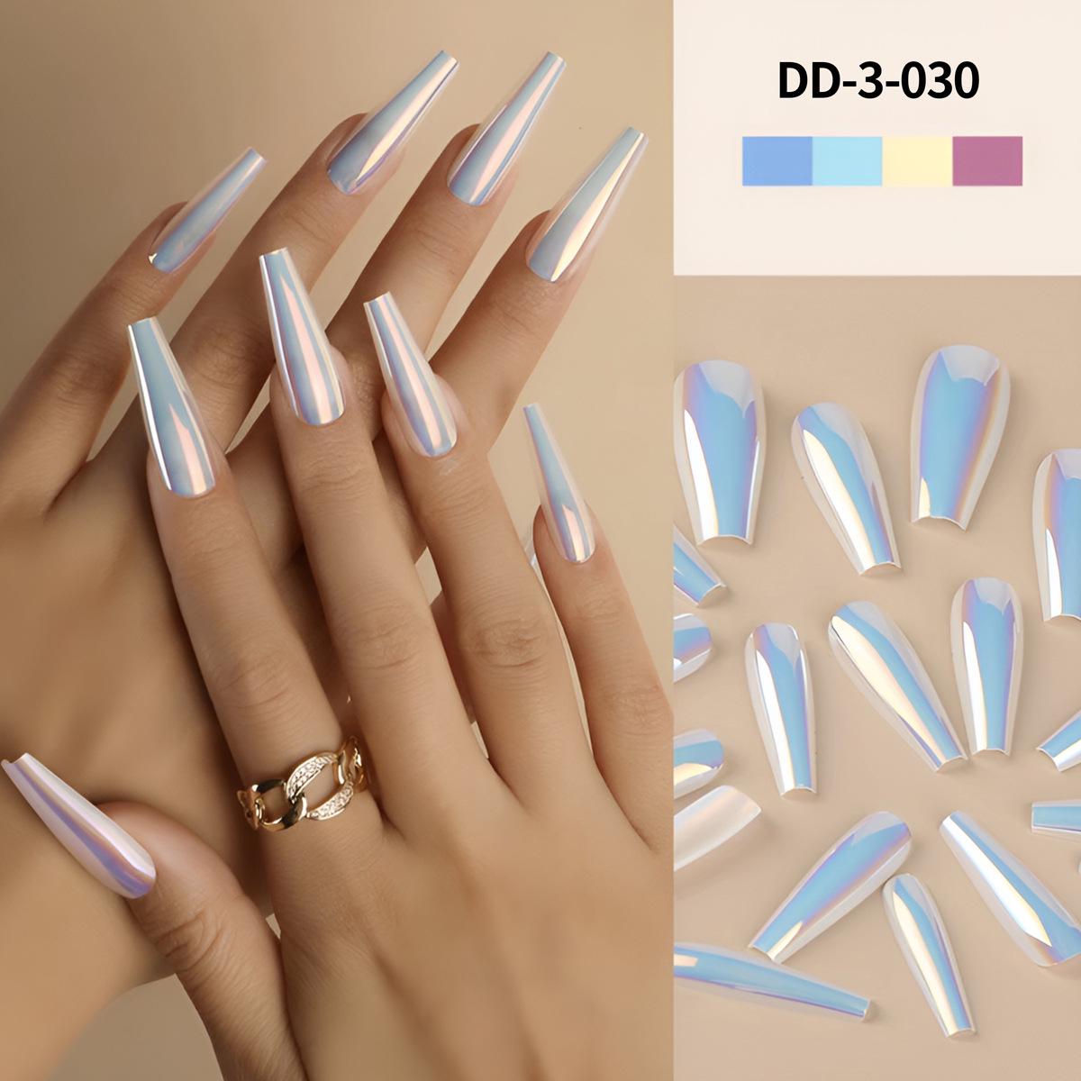 

Aurora Electroplated Nail Art Tips - 24-Piece Long Wearable Laser Finish Set