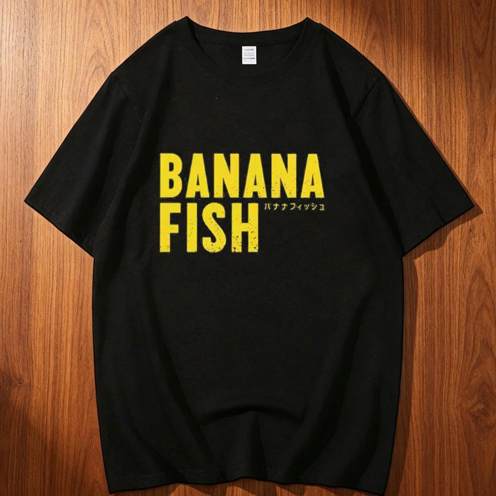 Banana Fish Cotton Tshirt Unisex Korean Clothes Colorful Graphic Trendy Gothic Tshirt Hip Hop Aesthetic Pop Culture Grunge Pastel
