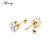 Alisouy 2pcs 3-6mm Ear Stud Earrings Hypoallergenic Round Cubic Zirconia Stainless Steel CZ Girls High Quality Women Earrings