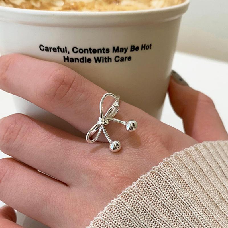 Bowknot Ring for Women Hollow Out Extremely Fine Korean Sweet Romantic Jewelry Gift Dropshipping