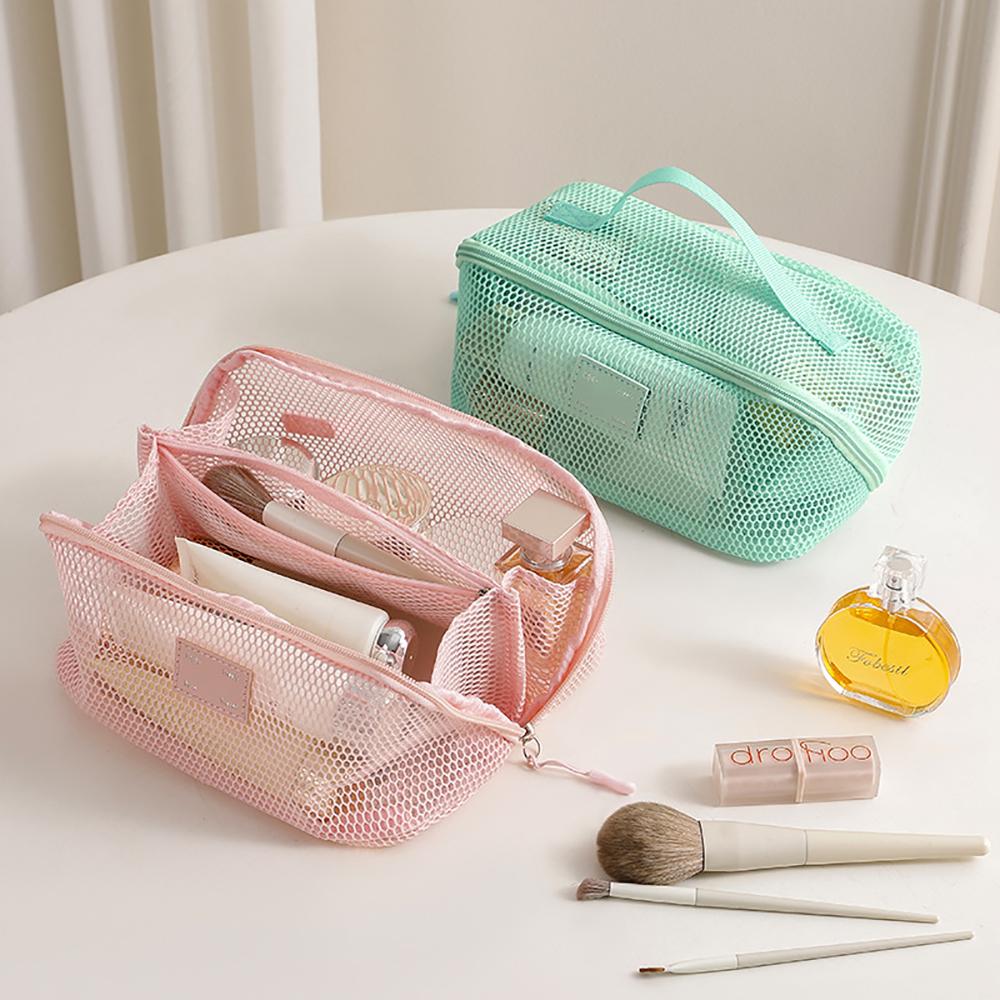 Large Capacity Cosmetics Storage Bag Simple Travel Outdoor Portable Toiletries Storage Package Mesh Zipper Makeup Bags for Women
