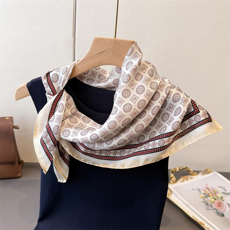 Elegantes Geometrisches Druck-Seidensimulations-Schal Quadratischer Schal Hochwertiger Schal Vielseitiges Hals-Kleines Quadratisches Tuch Kopftuch