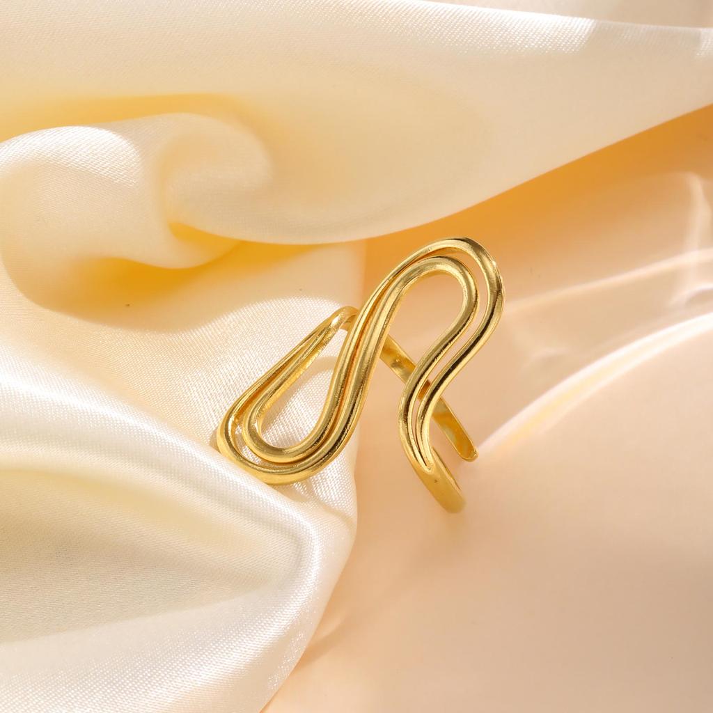 Asymmetrische geometrische Hohlringe aus Edelstahl für Damen, Schicke mehrschichtige Ringe mit unregelmäßiger Öffnung, Modeschmuck Geschenke