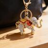 Rhinestone Elephant Keychain Alloy Good Luck Keychain with Keyring Sparkling Elephant Keychain Bag Charm Gift for Men Women