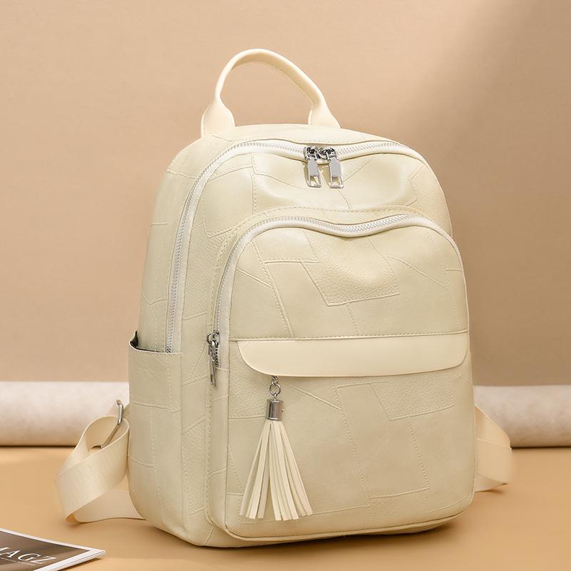 2025 Women's Vintage Soft Leather Tassel Backpack – Spacious, Stylish, and Versatile for Commute
