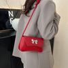 New high-end texture versatile temperament shoulder bag women's solid color bow trendy personalized casual messenger bag