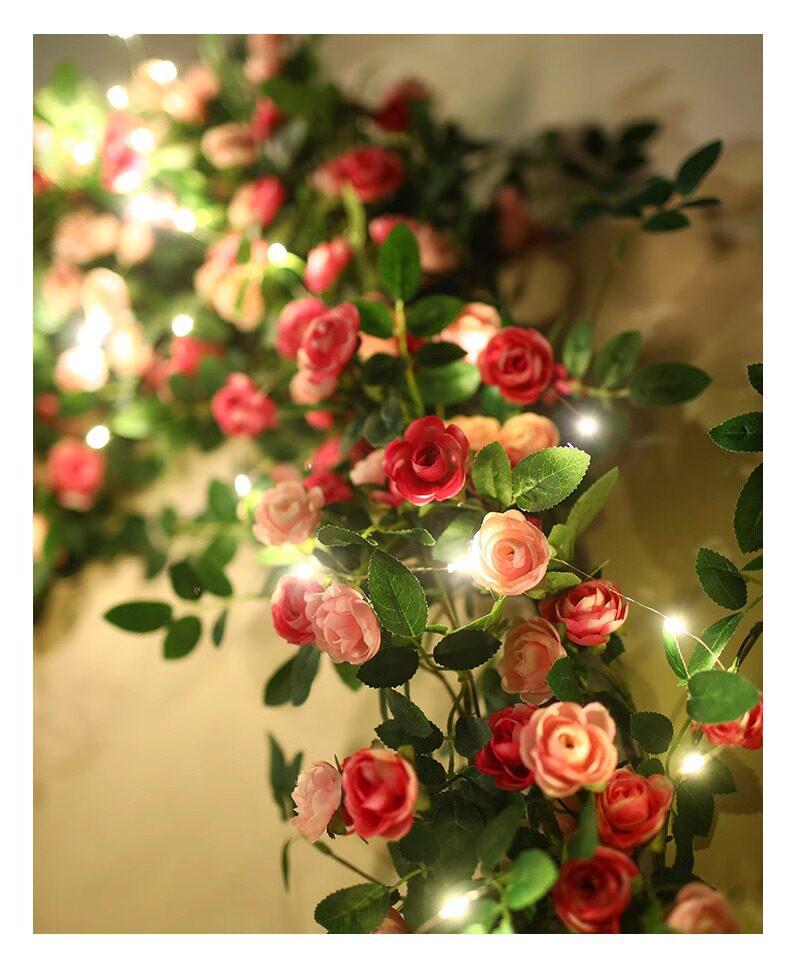Rose Vine Artificial Flower Decor for Air Conditioner Pipes or Balcony Railings
