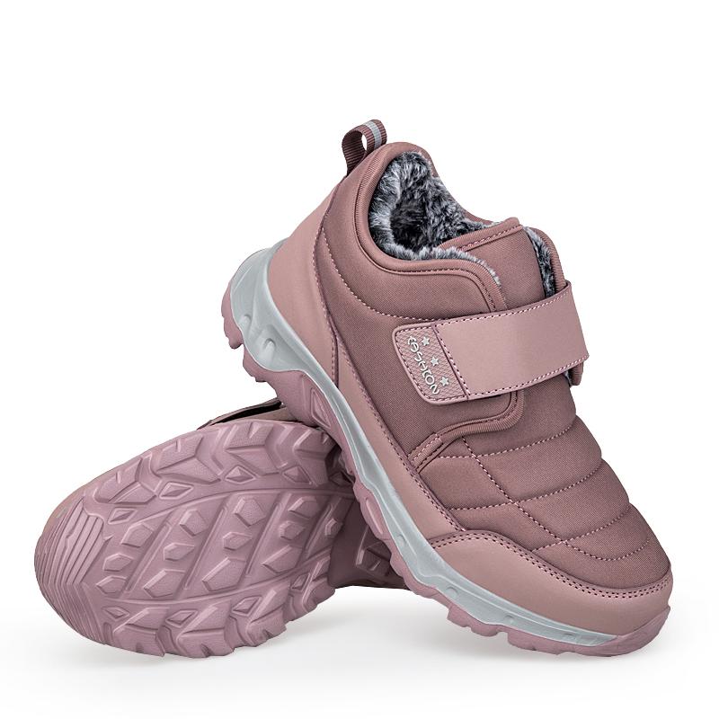 Winter Women's Plush Walking Shoes Men Cotton Shoes Anti-slip Snow Boots Warm Ankle Boots Outdoor Trekking Sneakers