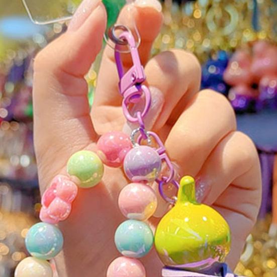Keychain Macaron Color Beads Portable Anti-Lost Mobile Phone Chain Gourd Design Key Chain Bag Hanger Backpack Accessory