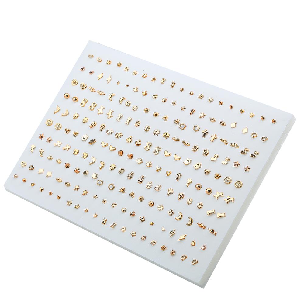 100Pairs Acrylic Crystal Heart Star Moon Small Stud Earrings Set For Women Girl Animal Flower Plastic Earring Trend Jewelry