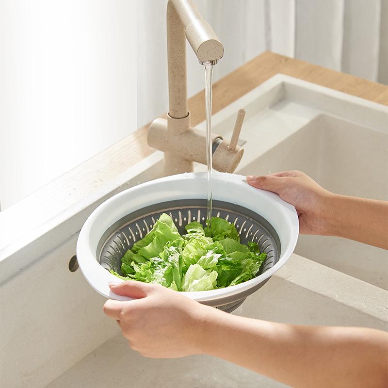 Multifunctional Silicone Folding Drain Basket for Vegetables & Fruits
