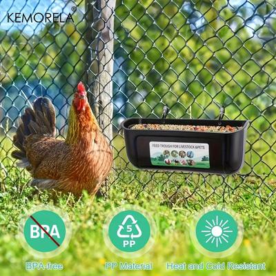KEMORELA 2PCS Goat Feeder Hanging Duck And Chicken Feeder Small Pet Food Basin Fence Feed Trough Goose Drinking Trough With Clip