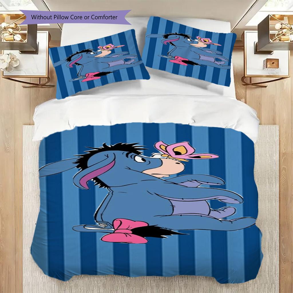Eeyore Comforts Tigger Teddy Bear Bedding 1 Duvet Cover 2 Pillowcase Without Core Soft And Comfortable Bedding Set Duvet Cover And Pillowcase