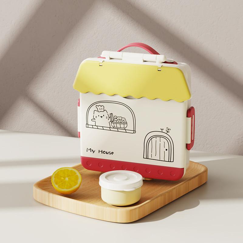 Adult Lunchbox With 4 Compartments - Microwave Safe, Leak-Proof, Includes Cutlery (Spoon, Fork), Portable Cutlery