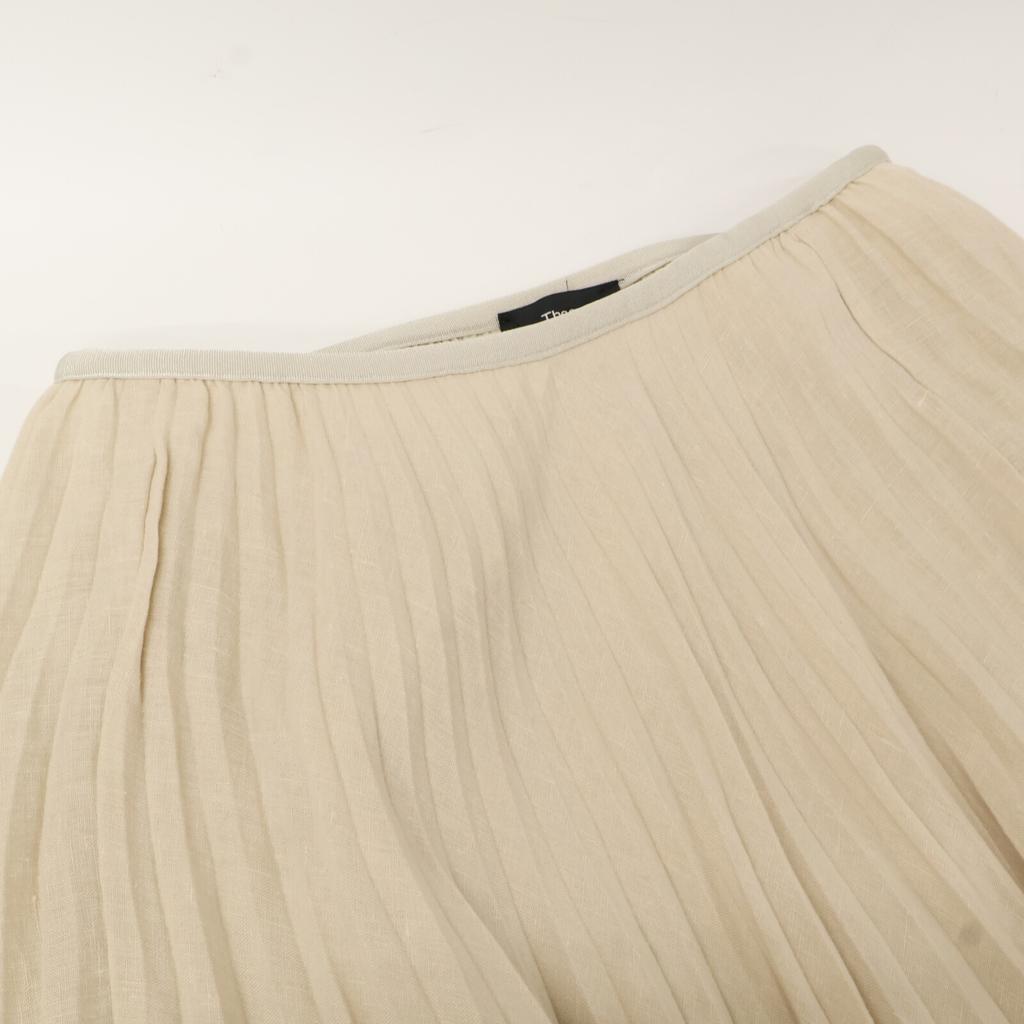 Theory Beige 100% Linen Pleated Skirt skirt S beigeUsed