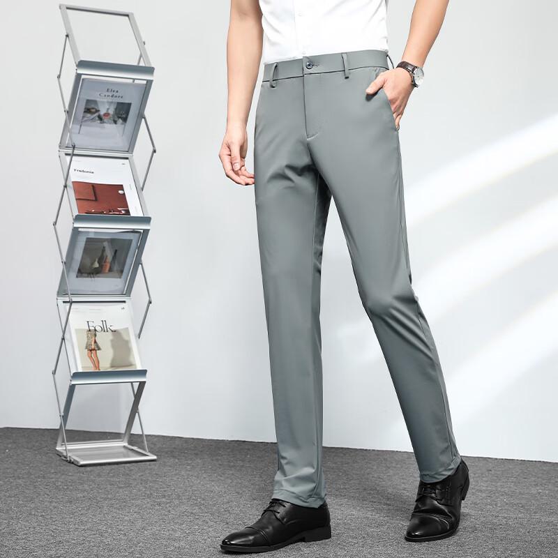 Men's Anti-Wrinkle Elastic Business Casual Straight-Leg Pants FMMY3202