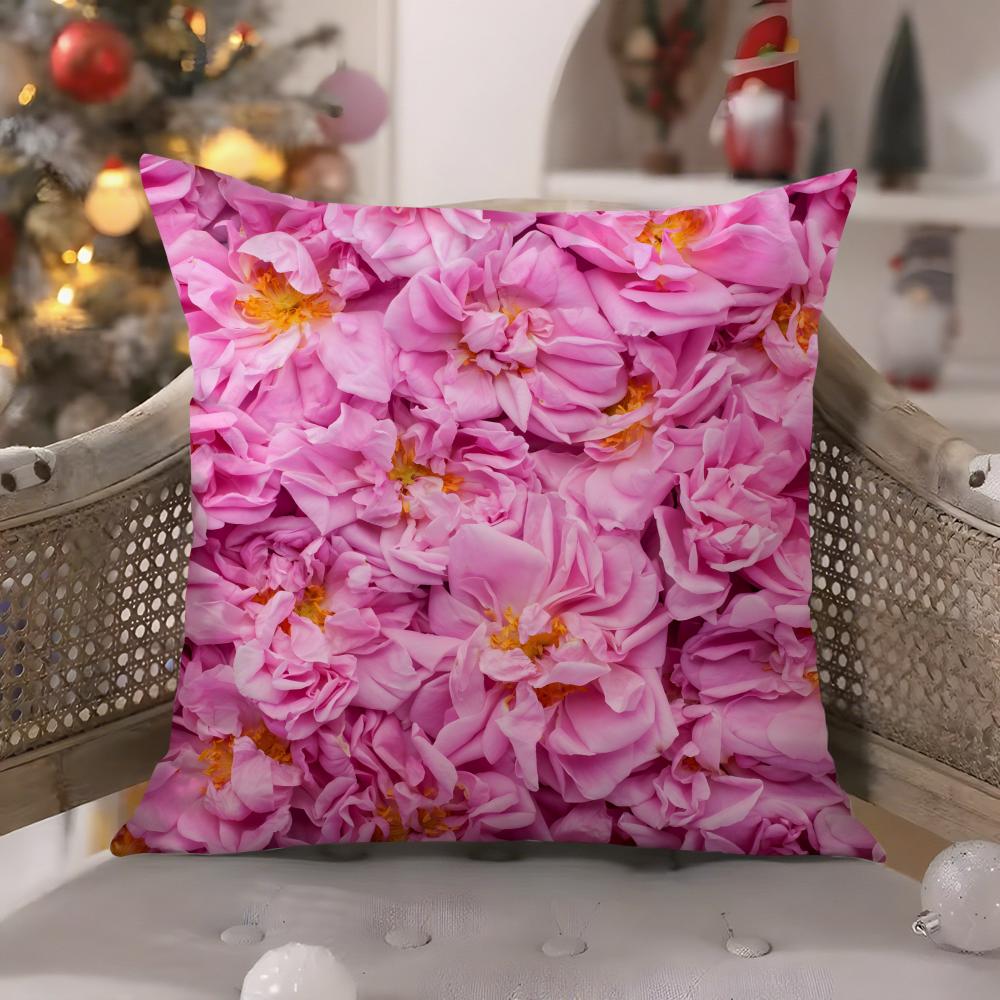 Beautiful Flowers Bulgarian RoseS Pillow Case Comfort Sofa Bed Silky Elegant Invisible Zipper Decorative Cushion Cover