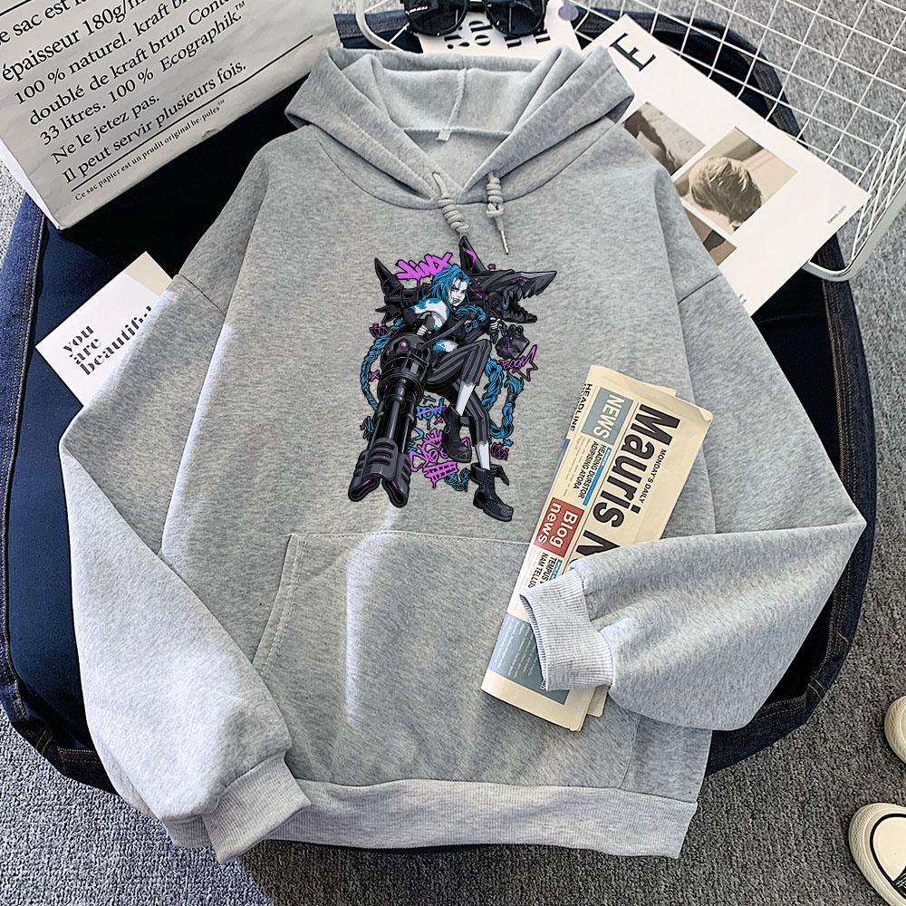 Women Hoodie Jinx  Arcane Game Printing Sweatshirts Hooded Winter Fleece Sudadera Mujer Casual LLong Sleeve Pocket