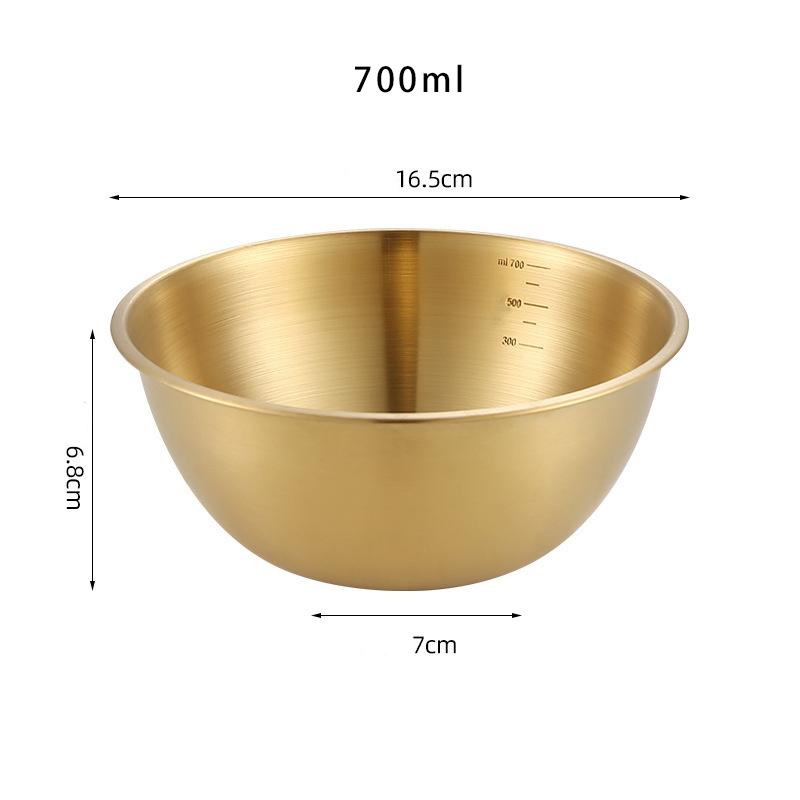 

17cm Stainless Steel Gold And Silver Salad Bowl with scale Rice Noodles Lamian Noodles Bowl Kitchen Tableware Food Container