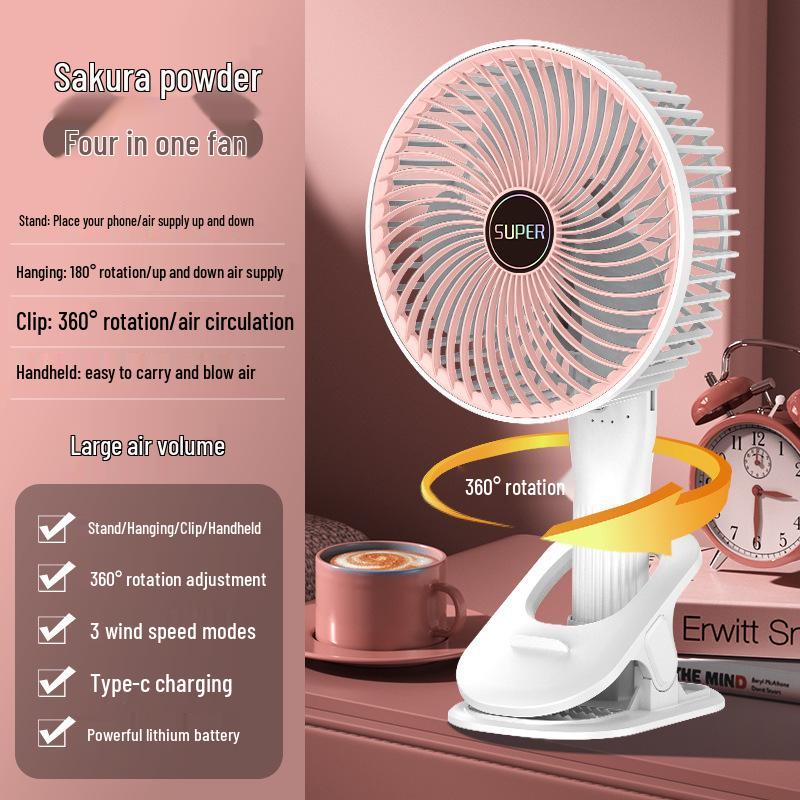 

Mini Handheld & Wall-Mounted Silent Electric Fan - Portable, Rechargeable, Desktop, and Clip-On for Outdoor, Home, or Dorm Use Handheld Clip Fan розовый