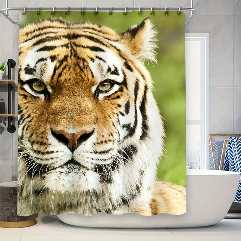 

Immerse Yourself In Nature With Our Stunning Tiger Shower Curtain Featuring A Majestic Tiger S Face On High-Quality Fabric For A W60H190(CM)-1 Pcs