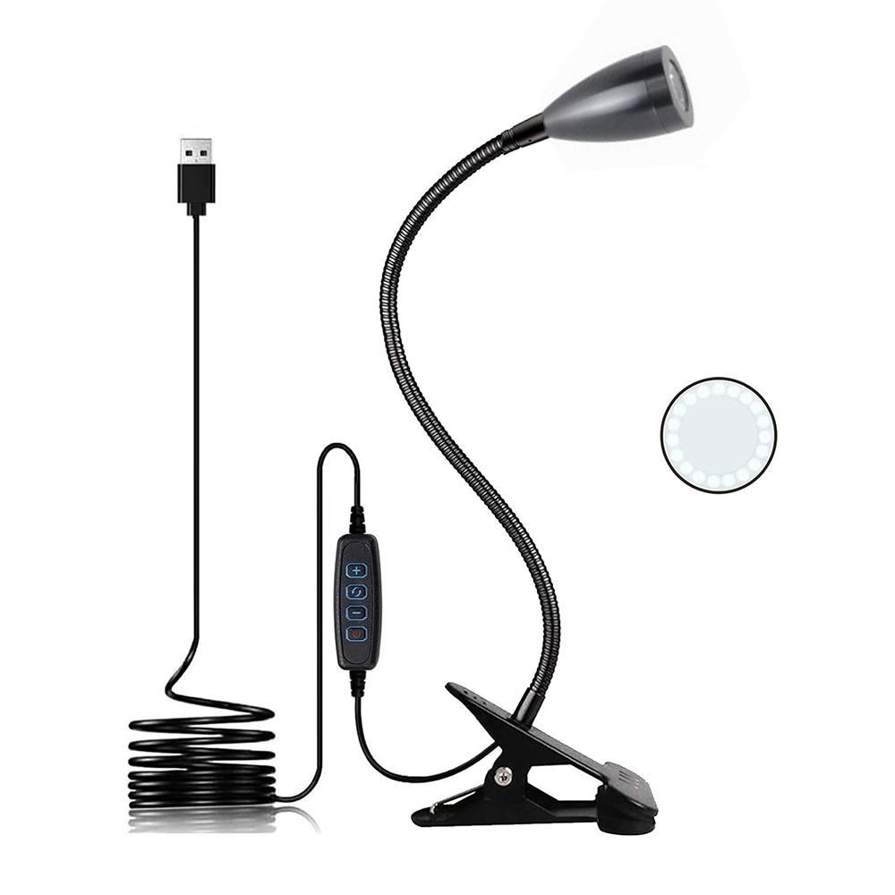Flexible Gooseneck Book Light Metal Clamp Spotlight Reading Light LED Desk Lamp  Headboards