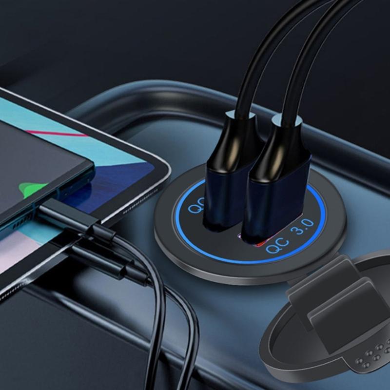 Upgrades Double  USB Car Charges Quick Charge Adapter Fast Charging ABS Dustproof USB Adapter for Vehicle Botas Motorcycles