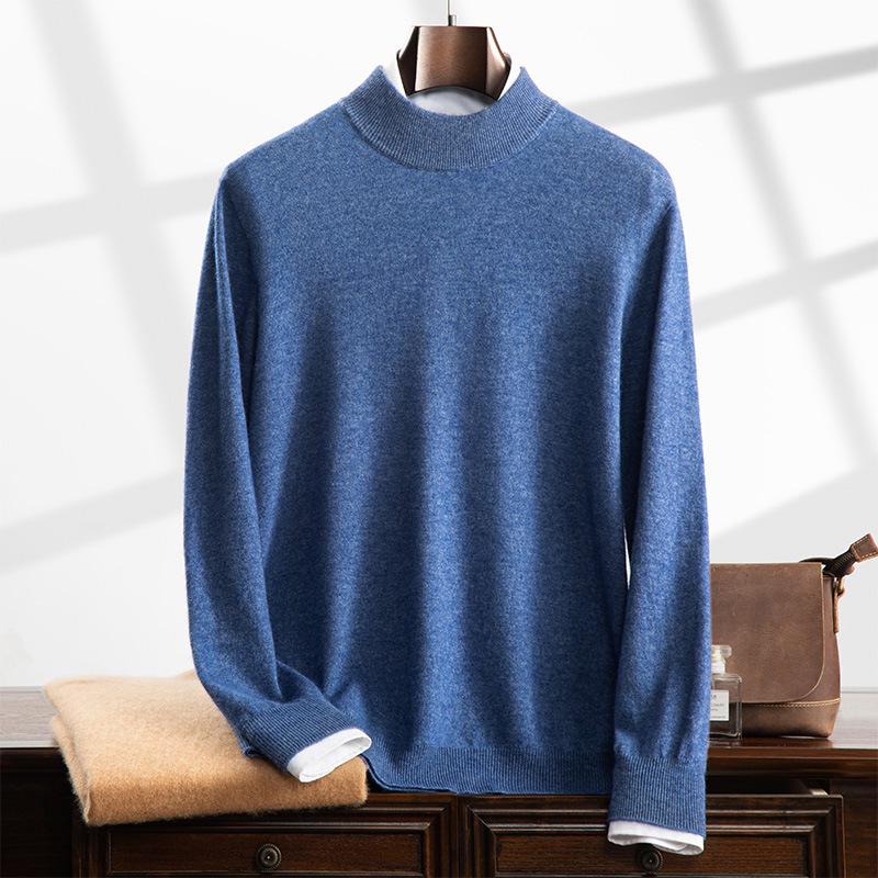 Men's Cashmere Half-High Neck Business Casual Sweater - Long Sleeve Autumn/Winter Knitwear