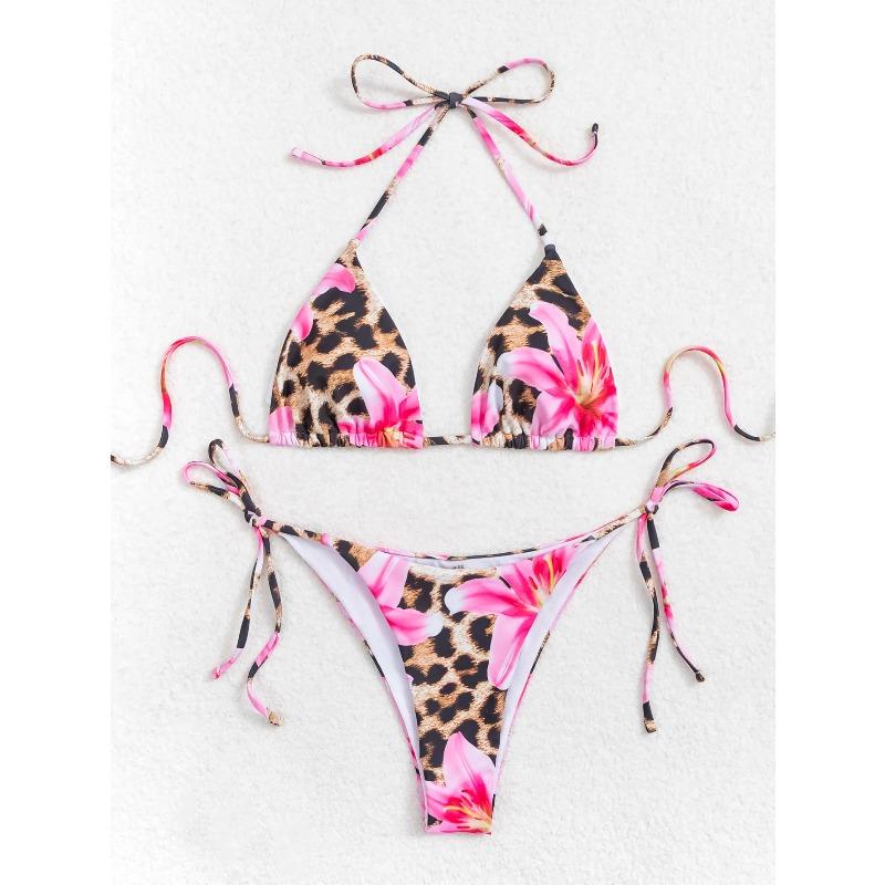 Women's Two Piece Bikini Set 2026 Sexy Triangle Push Up Swimsuit, Floral Print Bathing Suit Beach Swimwear