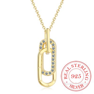 925 Sterling Silver Women's Necklace Fine Jewelry Intertwined Crystal Alphabet Pendants Necklaces Collares Para Mujer