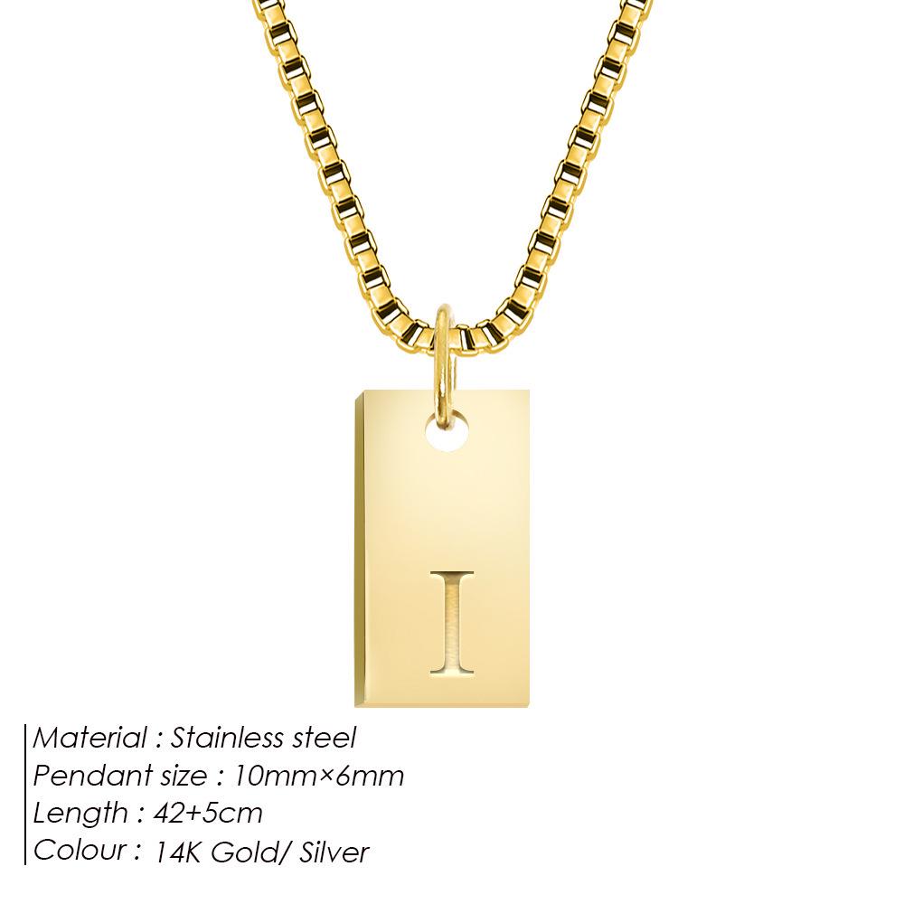 

Cross-Border New Square Letter Pendant Necklace: Women s Stainless Steel Niche Clavicle Box Chain Steel/1 piece
