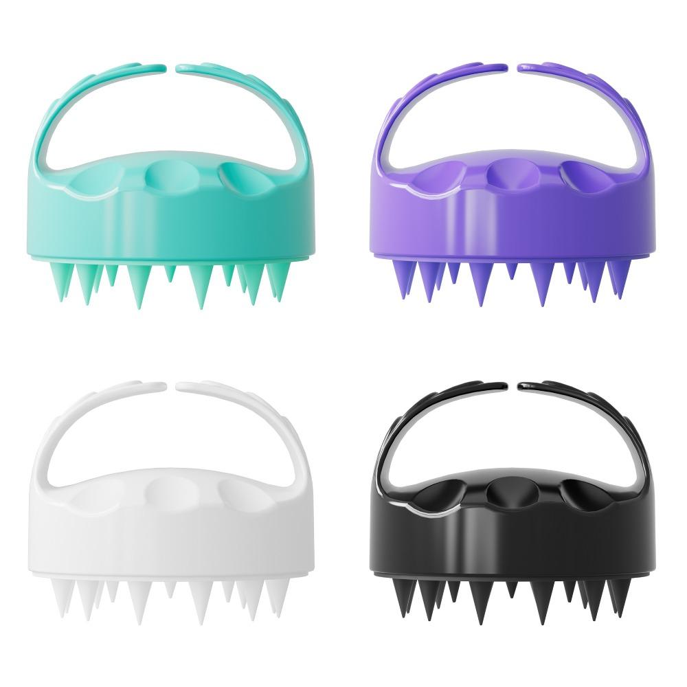 4 Colors Horn Shape Silicone Scalp Massage Shampoo Brush Wet Dry Dual Use Hair Washing Comb