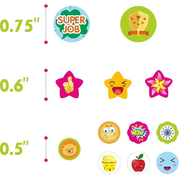 6340 Pcs Teacher Reward Encouragement Motivational Sticker Mega Pack In 14 Themes (Each Measures 1/2”-3/4” In Diameter)