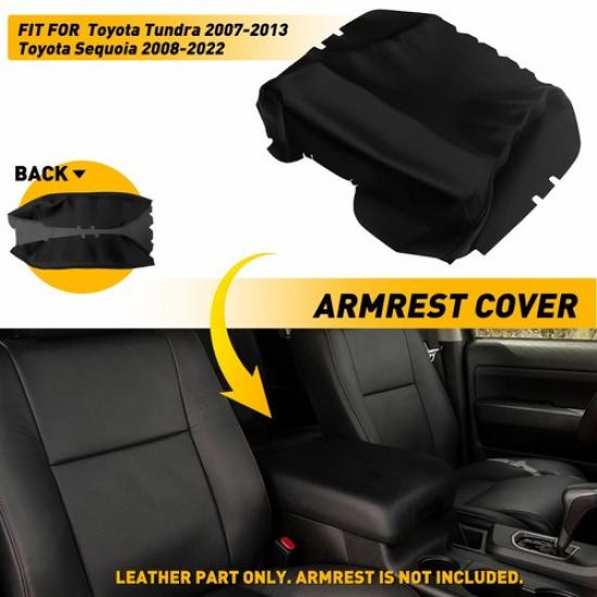 Center Cover Armrest Console Black/Gray Lid Leather For Toyota Tundra Sequoia
