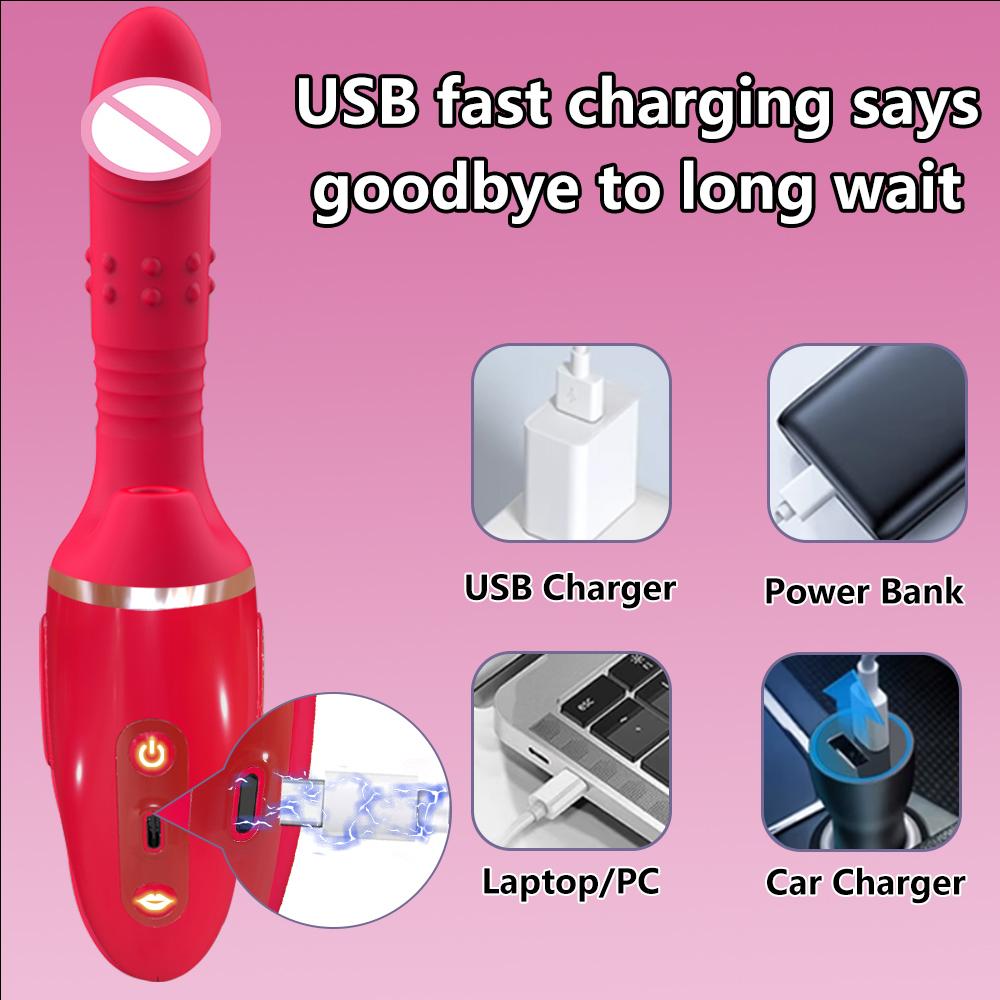 Thrusting Dildo Vibrator G Spot Clitoral Stimulator 10 Thrusting Tapping Suction Cup Anal Adult Sex Games for Couple Female Men