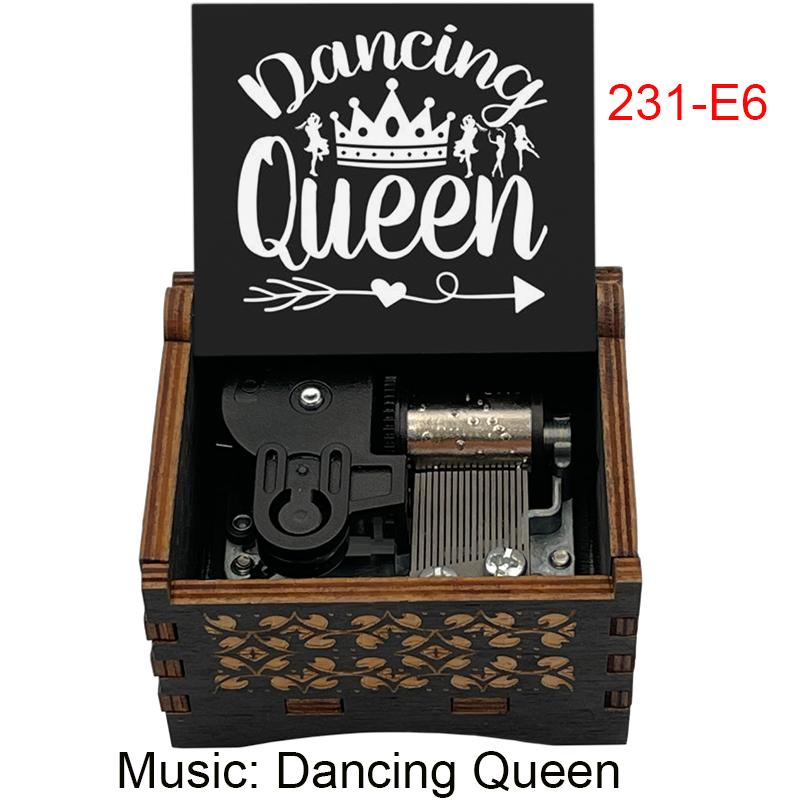 Dancing Queen Holz-Spieluhr 18 Töne Aufziehwerk Niedliches Geburtstags-Festival-Geschenk für Freunde Familie (as the picture,Small) black